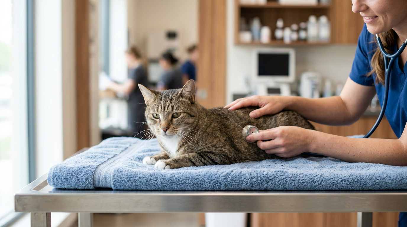 Calm cat during a gentle exam